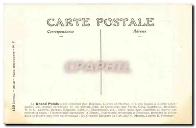 Paryż — Grand Palais — Wydanie 'UNIC' nr 139 — Rewers
