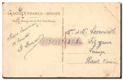Stare domy na ulicy Saint-Romain — Rouen — Wydawnictwo Art YVON — Rewers