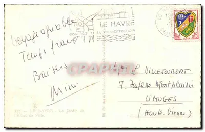 Le Havre — El Jardín del Hotel de Ville — Cap — Reverso