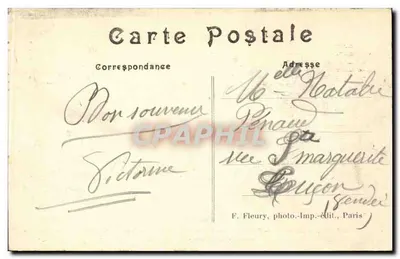 Paryż (VIII i XI dzielnica) — Panorama bulwarów Madeleine, Capucines i Italiens (przed pojawieniem się autobusów) — F. Fleury, fotograf. druk. wyd., Paryż — Rewers