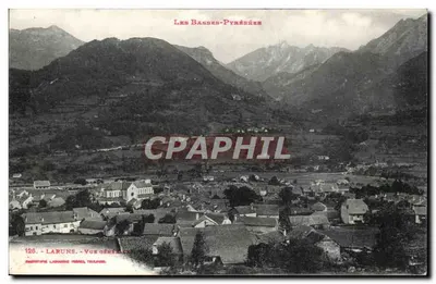 Bilhete postal antigo Laruns Vista geral
