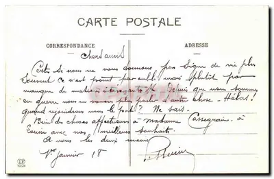 Bilhete postal antigo Laruns Vista geral — Verso