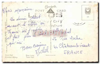 Leeds — Najlepsze życzenia z LEEDS — Bamforth Card — Rewers