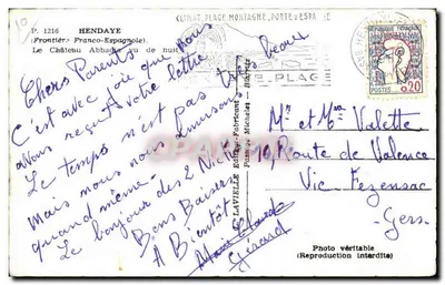 Castelo Abbadia — Hendaye (Fronteira Franco-Espanhola) — Lavieille, Passy, Fabre — Verso