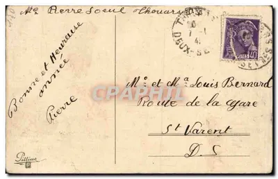 Houx e sabot de cavalo — Boa Ano — editor Pittius, número de série não visível — Verso