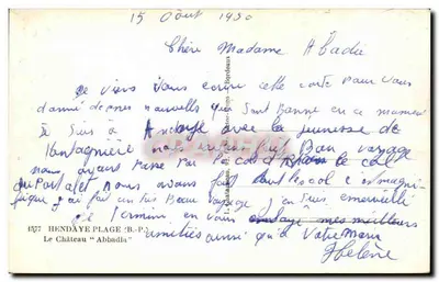 Castello Abbadia — Hendaya (B.P.) — Editore Elcée — Verso
