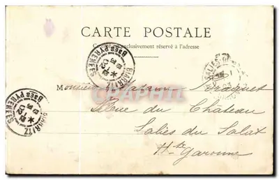 Biarritz — De Rocher de la Vierge — Fototype Ponsin-Druart, uitgave Reims — Achterkant