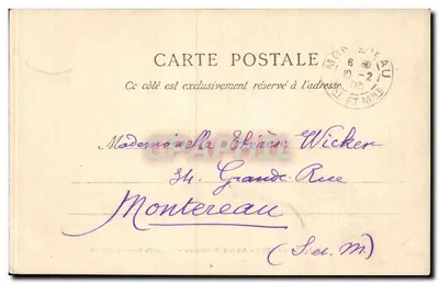 Widok księżyca w Moret — André Delaistre — Salon 1902 — Wydawca: Wydawca z Paryża (Dagot) — Rewers