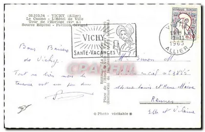 Vichy — Kolorowy collage z zabytków — Wydawnictwo La Croque (n° 03.310.34) — Rewers