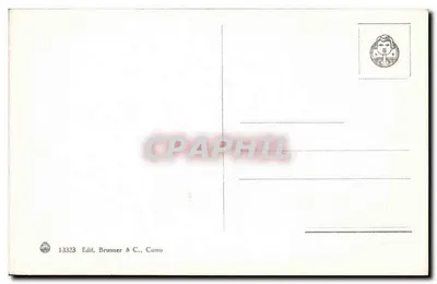 Jezioro Como - Wyspa Comacina — widok z dzwonnicy wyspy z zasłoną zimnych gór w tle — Edit. Brunner & C., Como, n° 13323 — Rewers