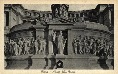Rzym — Altare della Patria — widok z rzeźbami — Wyd. Enrat V. Nési, Rzym