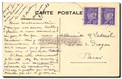 Airvault (Deux-Sèvres) — Fachada da Igreja e o Campanário — Coleção Pitorin — Verso