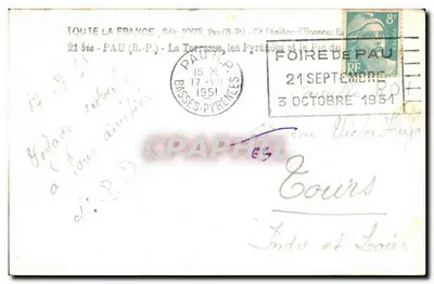 La Terrasse, los Pirineos y el Pic du Midi — Ed. JOUE, Pau (B.P.) — n° 21 bis — Reverso