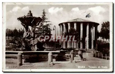 Rzym - Tempel Westy — widok z fontanną — wydawca T.A.M. nr 37