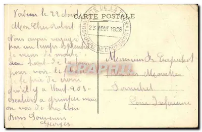Bilhete postal antigo O Bourdon dos 400 000 mortos de Verdun da torre do ossuário de Douaumont Louis Anne Charlotte Cloche — Verso