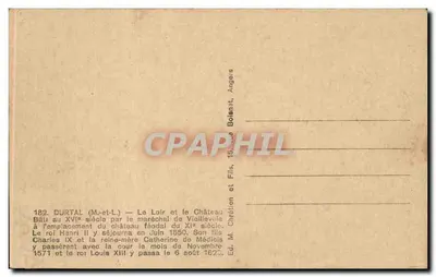 Durtal (M.-et-L.) — O Loir e o Castelo — Ed. M. Chrétien e Filhos, Angers — Verso