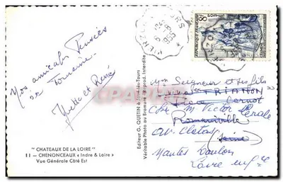 Castello di Chenonceau — Vista generale lato est — Editore G. Quetin, Tours — Verso