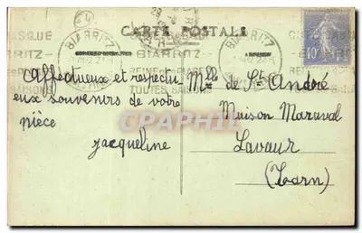 Blarritz Pittoresque — O Rochedo da Virgem — Chegada da Esquadra — Edição Loumian — N° 302 — Verso