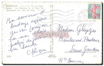 Hendaye - De Bidassoa en het Internationaal Brug onder de maanlicht — Edities de Lune, n°3309 — Achterkant