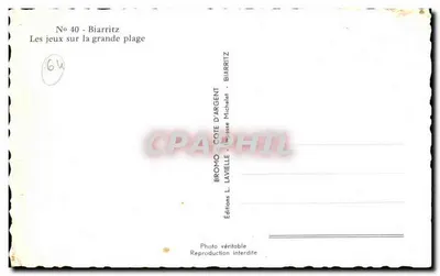 Biarritz — Os brinquedos na grande praia — Edições L. Laville — Verso