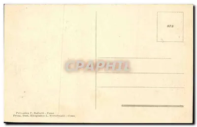 Como - Panorama — vista do lago com navio a vapor — editor P. Bellotti, n° 573 — Verso