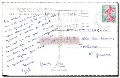 Font-Romeu — Estação de verão e inverno — Edição Diho — Verso