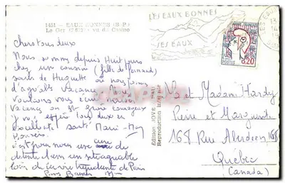 Les Eaux Bonnes — Widok kasyna — Wydawnictwo JOUVET — Rewers