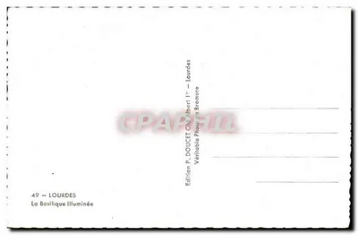 Lourdes — La Basilica Illuminata — Edizione P. DOUCET Chè Albert I° — Verso