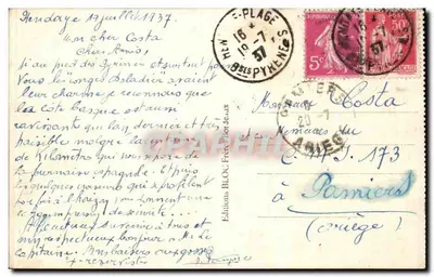Hendaye-Plage — Vista Geral da Praia — Tito — Verso