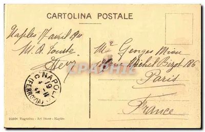 NAPOLI - Panorama da S. Martino — widok z lotu nad miastem i Wulkanem — wydawca Ragozino - Neapol, n° 22801 — Rewers