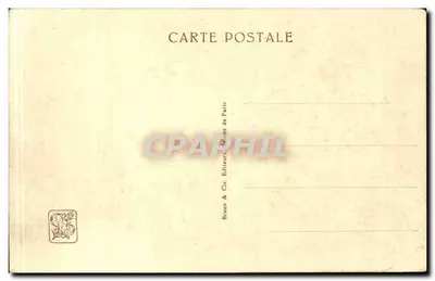La Loire w lecie - zachód słońca — widok rzeki w zachodzie słońca z łodzią i konturami budynków na horyzoncie — Jean Laronze, n° 0034 — Rewers