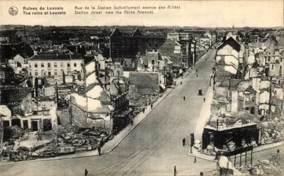 Ruínas de Louvain — Rue de la Station (atualmente avenue des Alliés) — Ern. Thill, Bruxelas