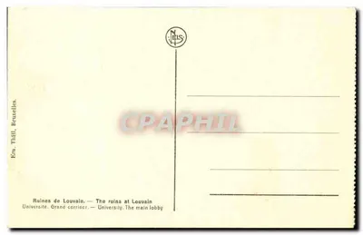 Ruínas de Louvain — Universidade. Grande corredor — Editor Thill, Bruxelas — Verso