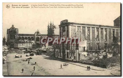 Ruínas de Louvain — Igreja de São Pedro, Prefeitura, Universidade (Velho Mercado) — Ern. Tilli, Bruxelas