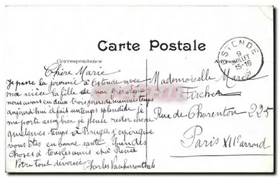 Ostende. La Spiaggia a marea bassa. — Editore non visibile, numero di serie non leggibile. — Verso