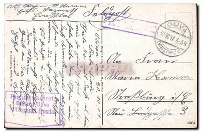 Oliva, W.-Pr. — Karlsberg e Waldhäuschen — editor não identificado — Verso