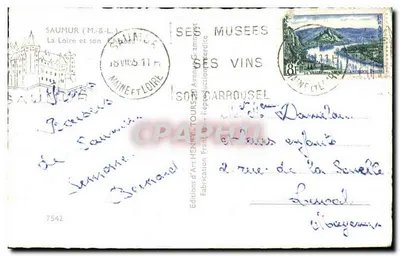 Zamek w Saumurze — widok z mostu nad Loarą — Henriy — Rewers
