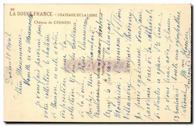 Castelo de Chinon — A Loire — Editora: La Douce France, n°26 — Verso