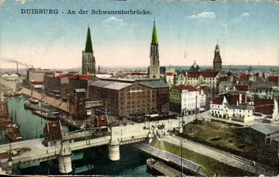 Duisburg - Na Schwanentorbrücke — vista panorâmica com editor e número de série ilegíveis
