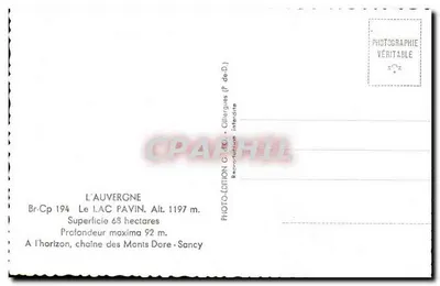 Jezioro Pavin — Auvergne — Wydawnictwo G. de D. Olliergues — Rewers