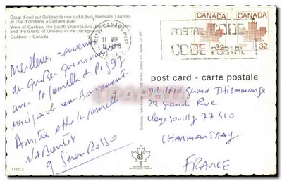 Vista de Quebec — rio e ilha de Orleans — editor desconhecido — Verso