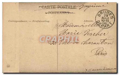 Bruges — Estátua de Simon Stiévin — editor anônimo, n° 2470 — Verso