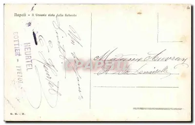 Napoli - Il Vesuvio visto dalla Rotonda — Wydawca HEURTEL - YVETOT — Rewers