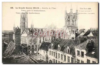 Ypres após o bombardeio — Batalha do Yser, 1914-15 — Visé Paris 408, Paudinière, Pantin