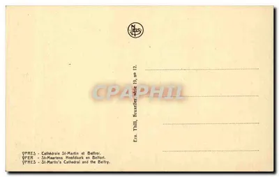 Catedral de São Martinho e Sino — Bruxelas — Editor Thill, série 19, n°12 — Verso