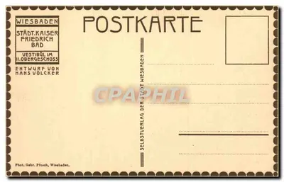 Wjazd do II piętra — Wiesbaden, Wodociąg cesarza Fryderyka — Wydawca: Selbstverlag der Stadt Wiesbaden — Rewers