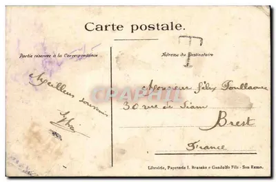 San Remo - Die Promenade — Ansicht der Promenade mit Palmen — Librairie Papeterie I. Branske e Gandolfo Fils — Rückseite