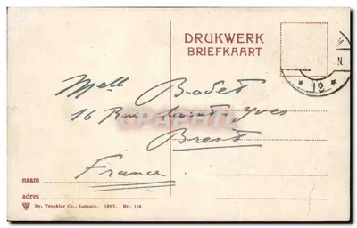 Rotterdam — Naringvliet — widok kanału z młynem wiatrowym — Dr. Trenkler Co., Leipzig — Rewers