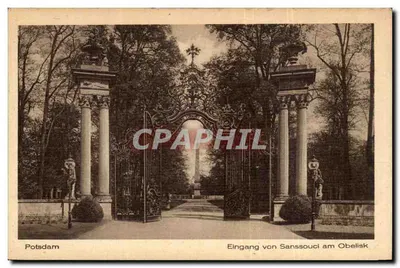 Potsdam — Entrada de Sanssouci ao Obelisco — Kunstverlag Robert Hützel, Berlim, Nr. 1551