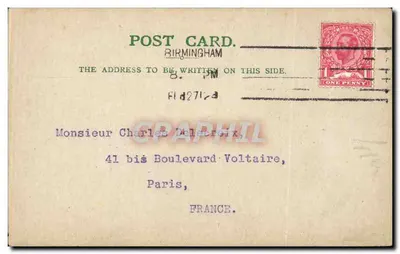 Birmingham — Correspondência comercial — Arthur J. Williamson, agente exportador-importador — Verso